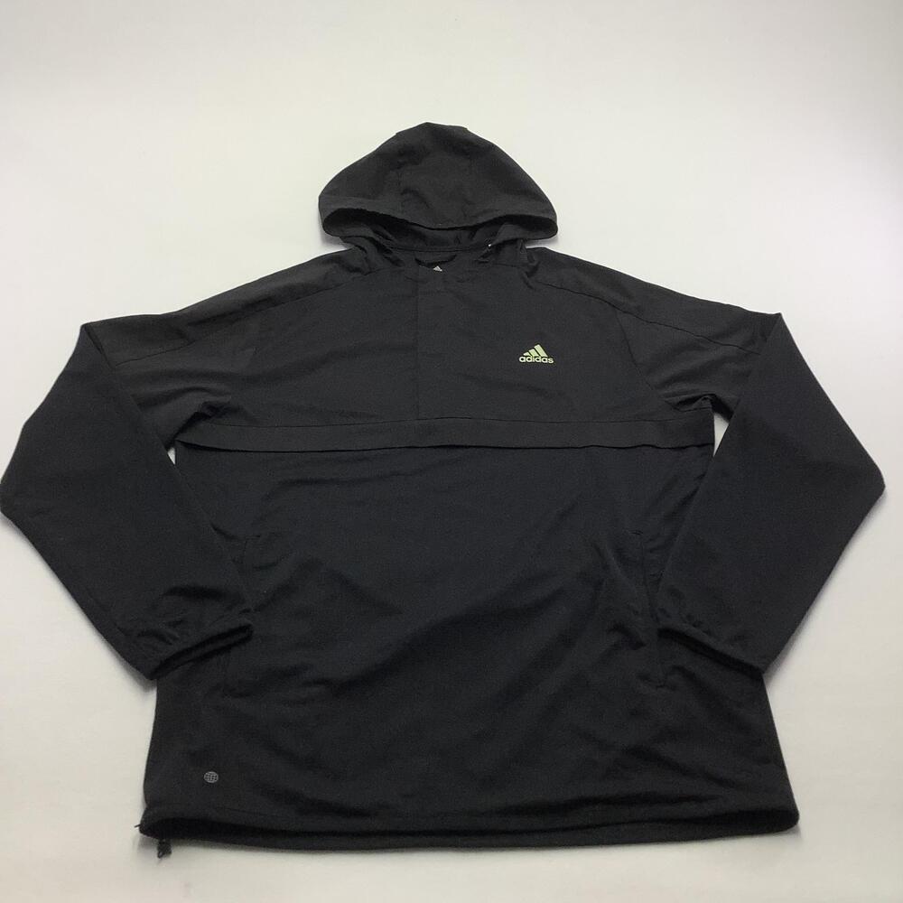Adidas Parley Jacket Mens Large Black Hooded 1/2 Zip Windbreaker Shell Running